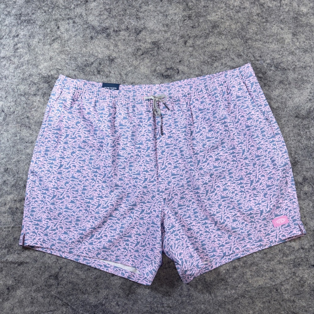 New AFTCO Swim Trunks Men's 2XL Pink & Blue Floral Fish Lined Sailboat Quick Dry